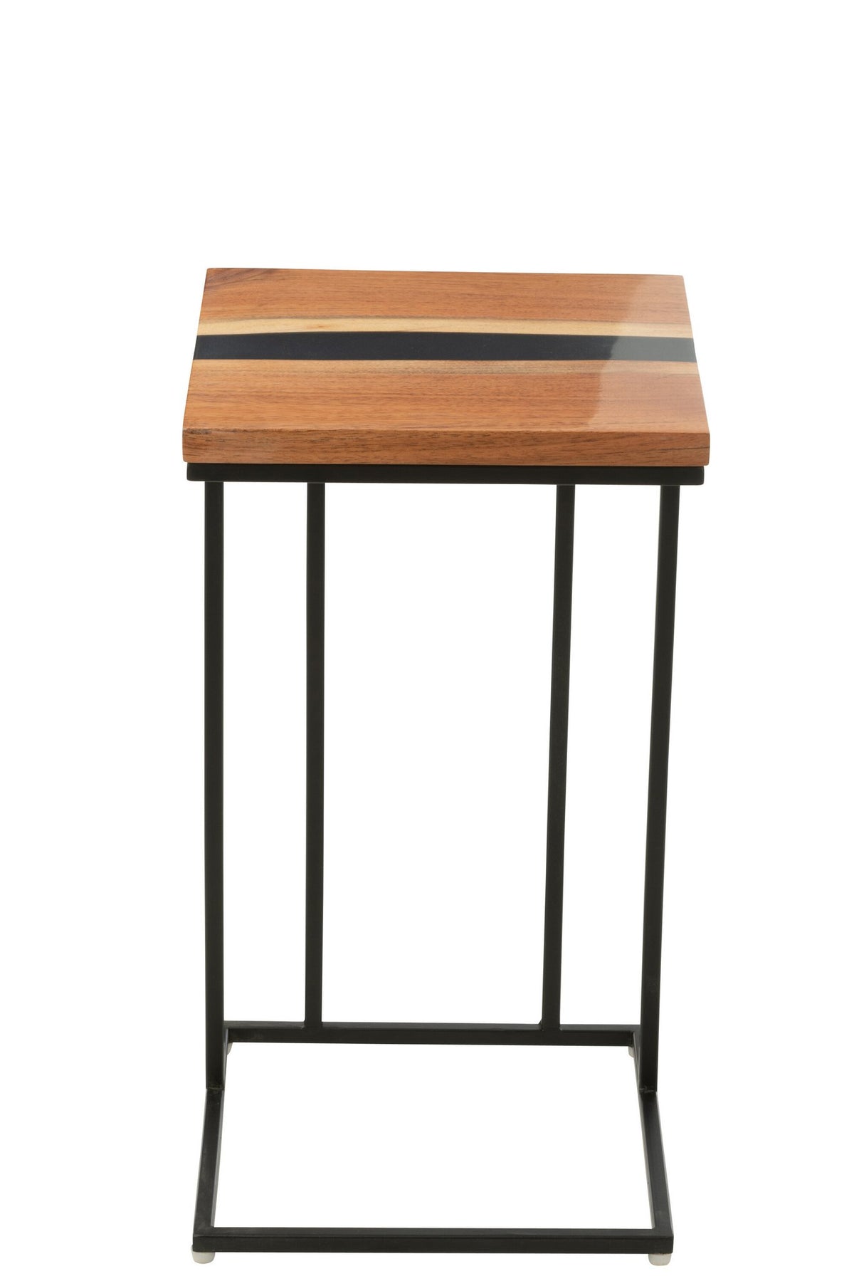 J-Line bijzettafel Vierkant - hout/epoxyhars - naturel/zwart