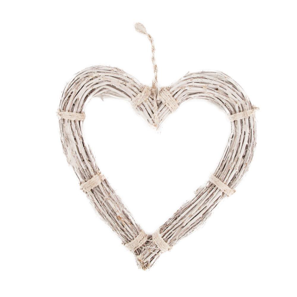 Hanger hart wilg 38x5cm wit