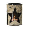 Windlicht koe ster zwart/wit 15cm*