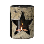 Windlicht koe ster zwart/wit 15cm*