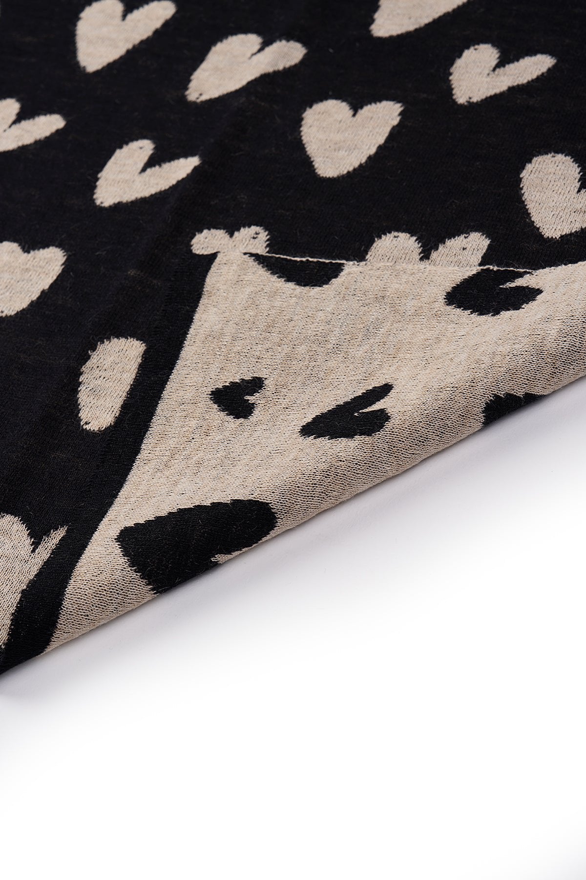 Harten vierkant foulard zwart-beige