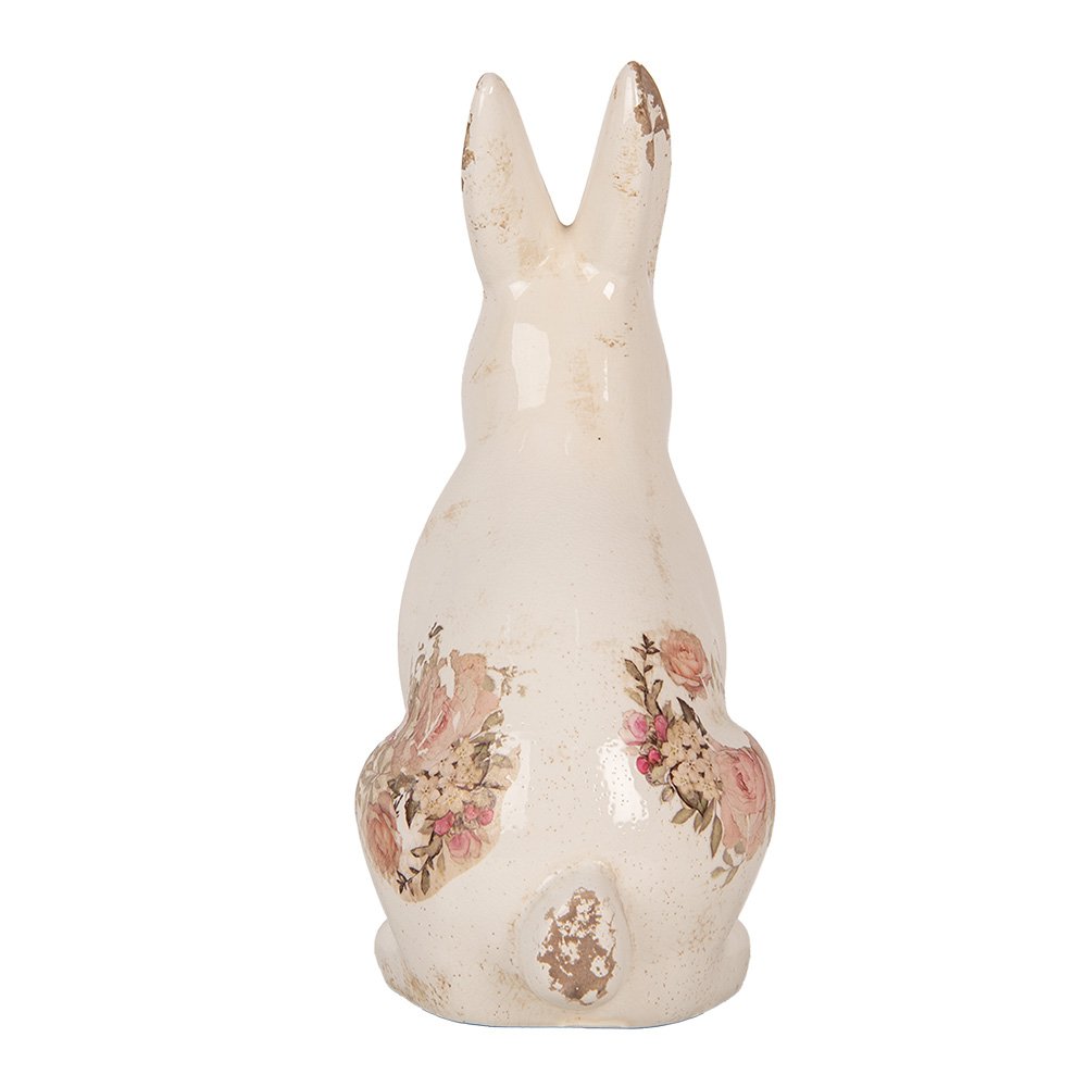 Decoratie Beeld Konijn 16x12x28 cm Beige Roze Keramiek