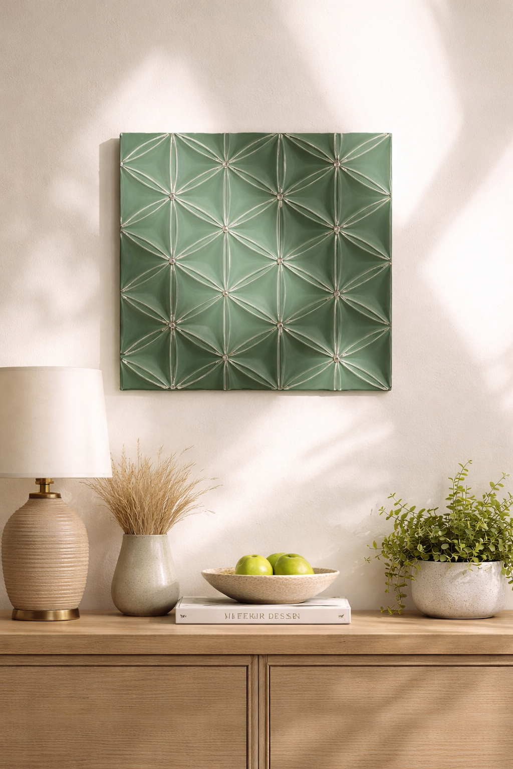 Groen diamant geometrisch diamanten wandpaneel voor modern interieur
