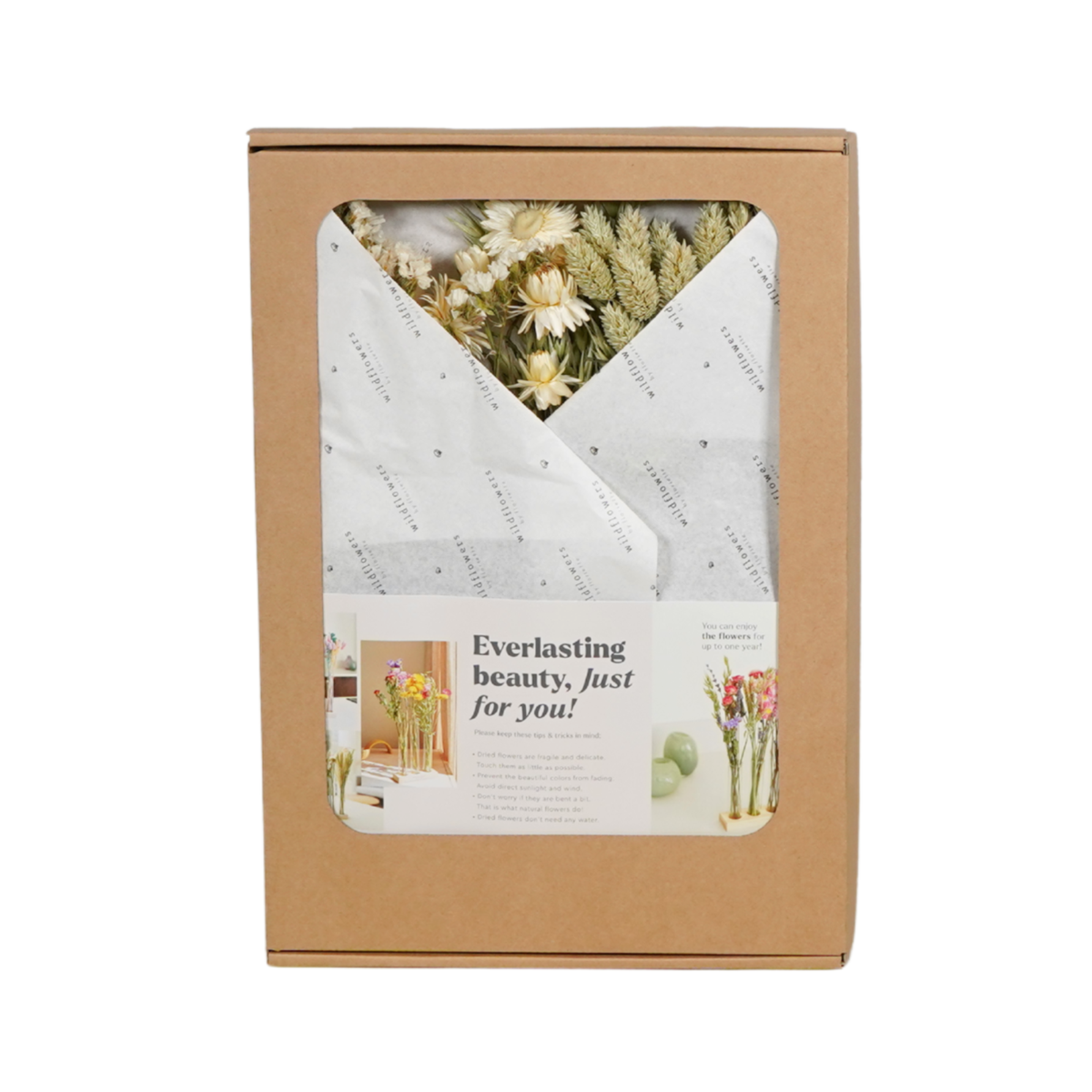 Geschenkdoos - Gedroogde Bloemen in Brievenbus - Met Vazen - Naturel