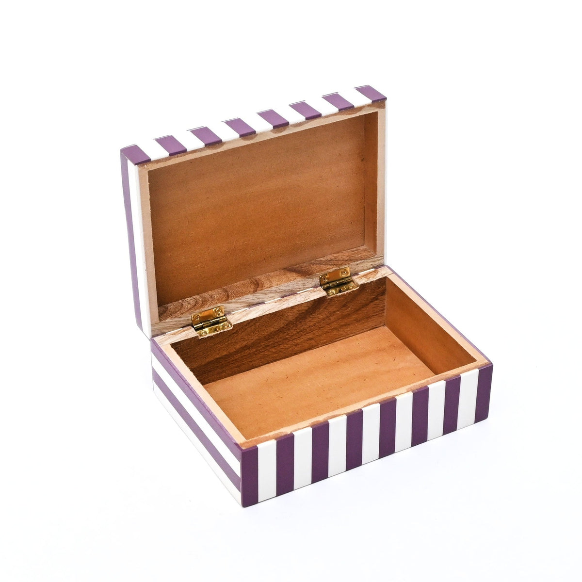 Paars gestreepte hars opbergdoos glanzende MDF decoratieve behuizing