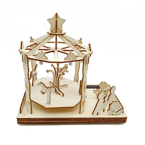 Bouwpakket Merry-Go-Round van hout op zonne-energie