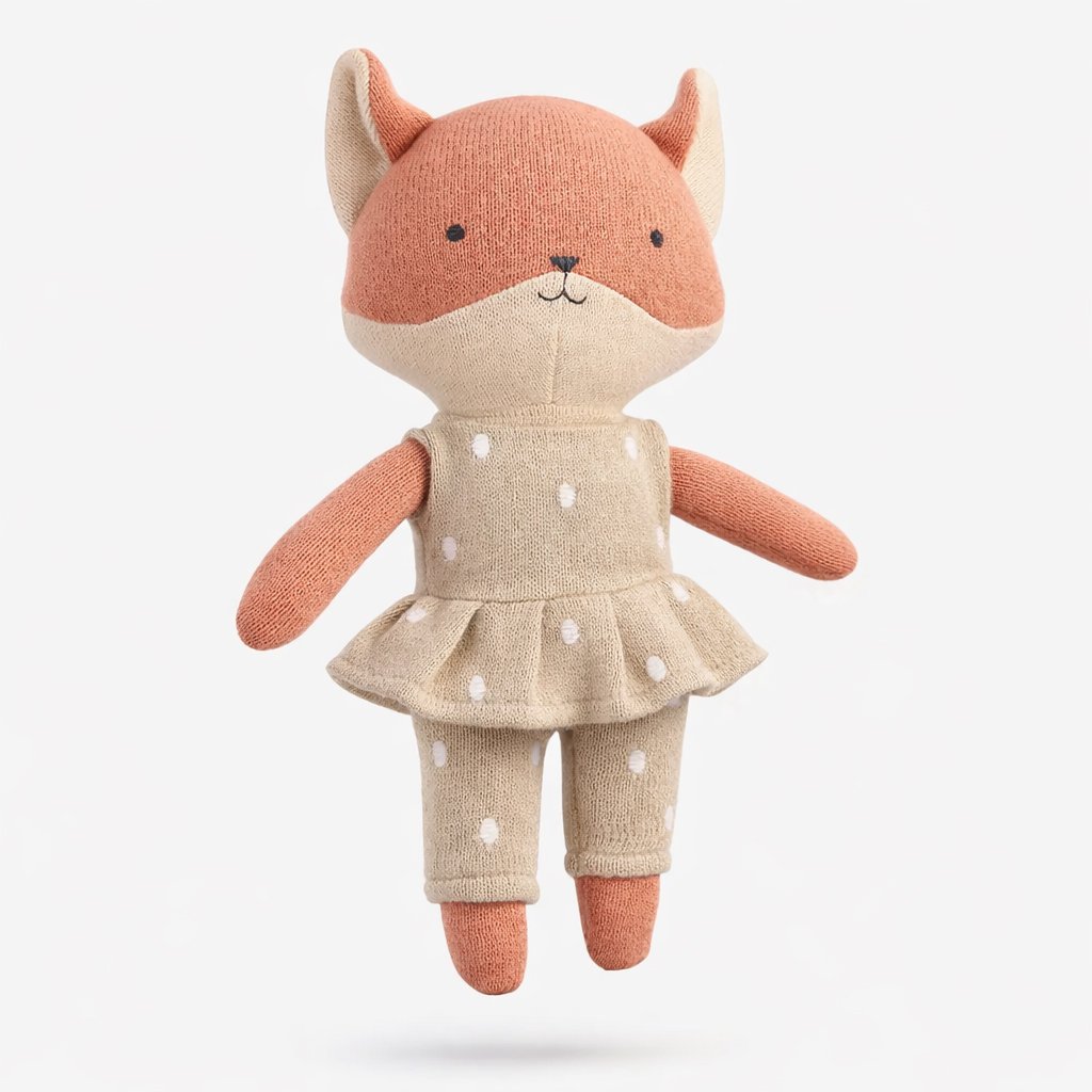 Gebreide speelgoed, babycadeau, Fox Dolor - Beige