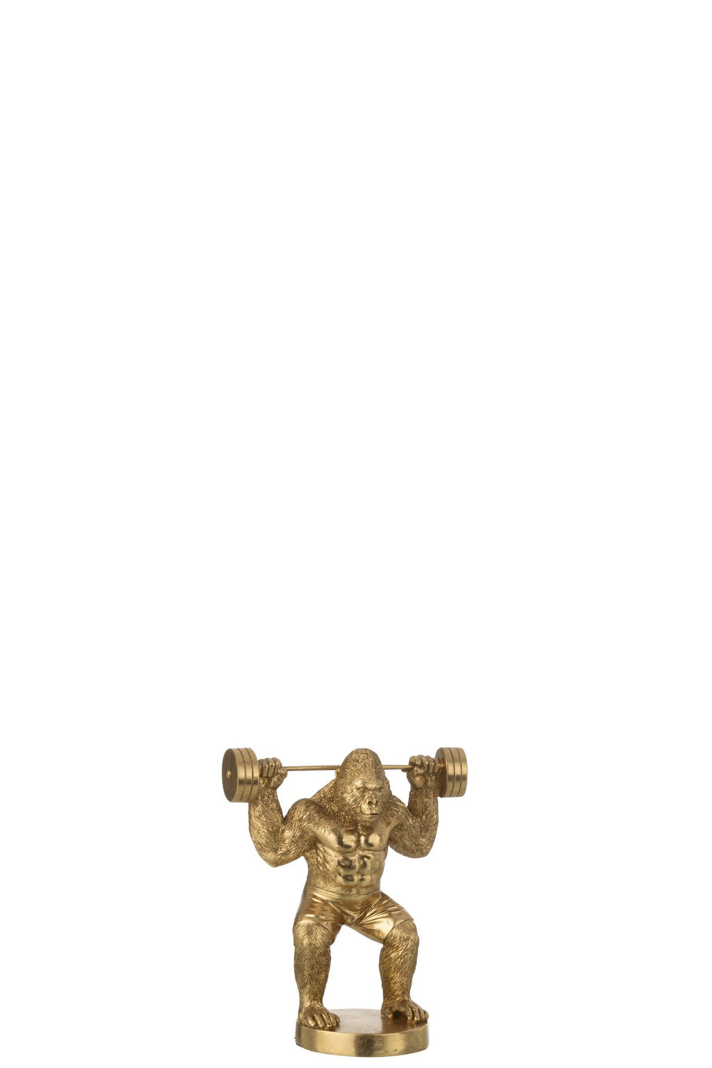 J-Line decoratie Gorilla Gewichtheffen - polyresin - goud - S