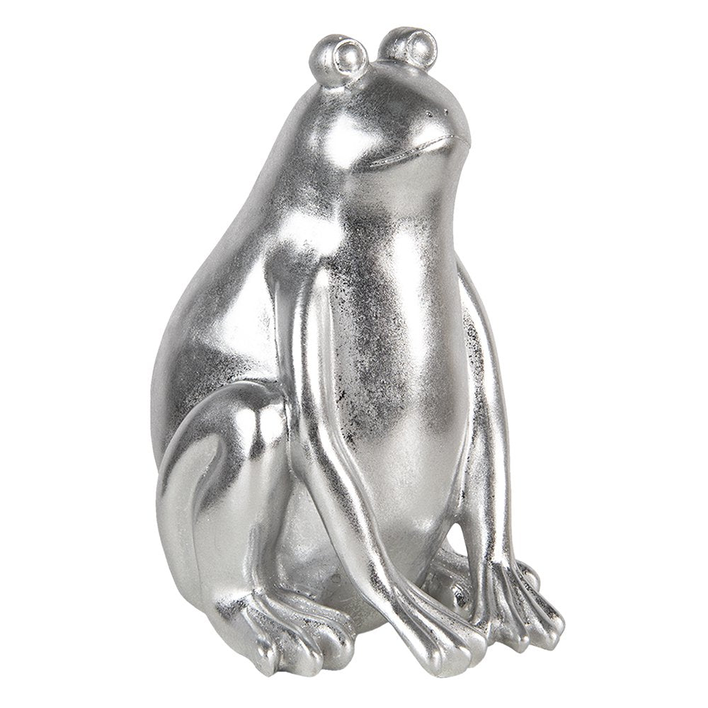 Beeld Kikker 20x20x30 cm Zilverkleurig Kunststof