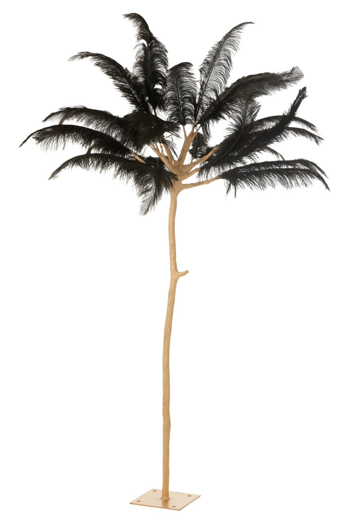 J-Line Boom Pluimen Metaal Goud/Zwart Large