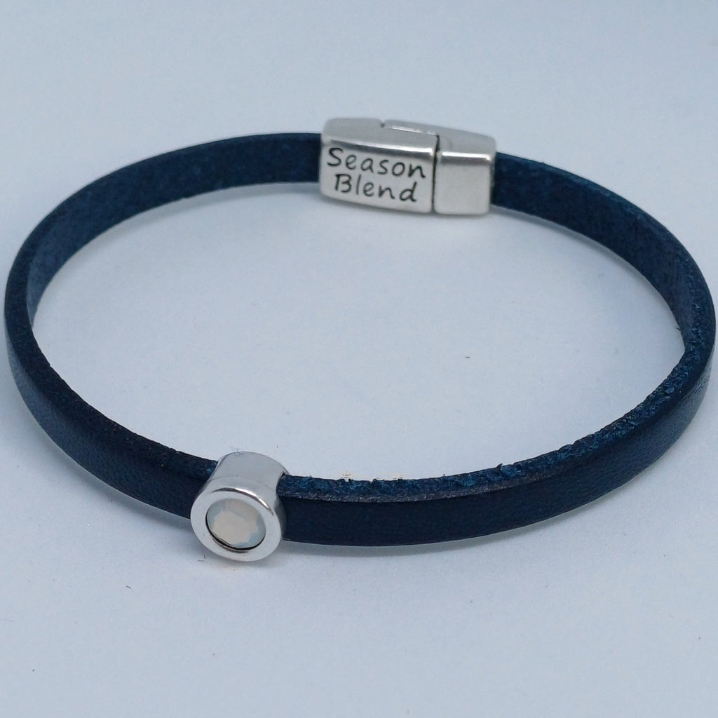 Shorty leren armband antiek verzilverd