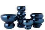 J-Line windlicht op voet Afgerond - glas - blauw - Ø 23 cm