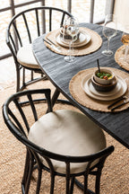 J-Line stoel + kussen - jute/textiel - zwart/wit
