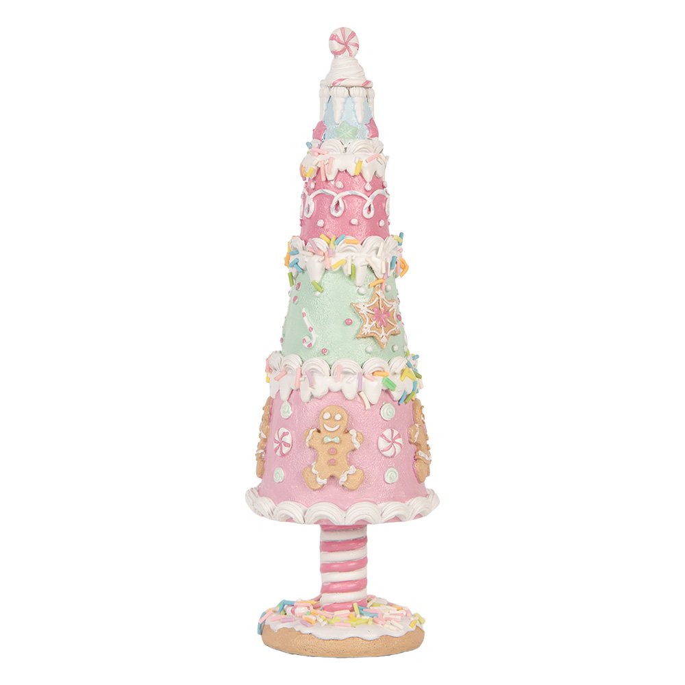Kerstdecoratie Beeld Kerstboom Ø 8x26 cm Roze Kunststof