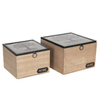 Opbergdoosje Set van 2 18x18x12 cm Bruin MDF Opbergkist