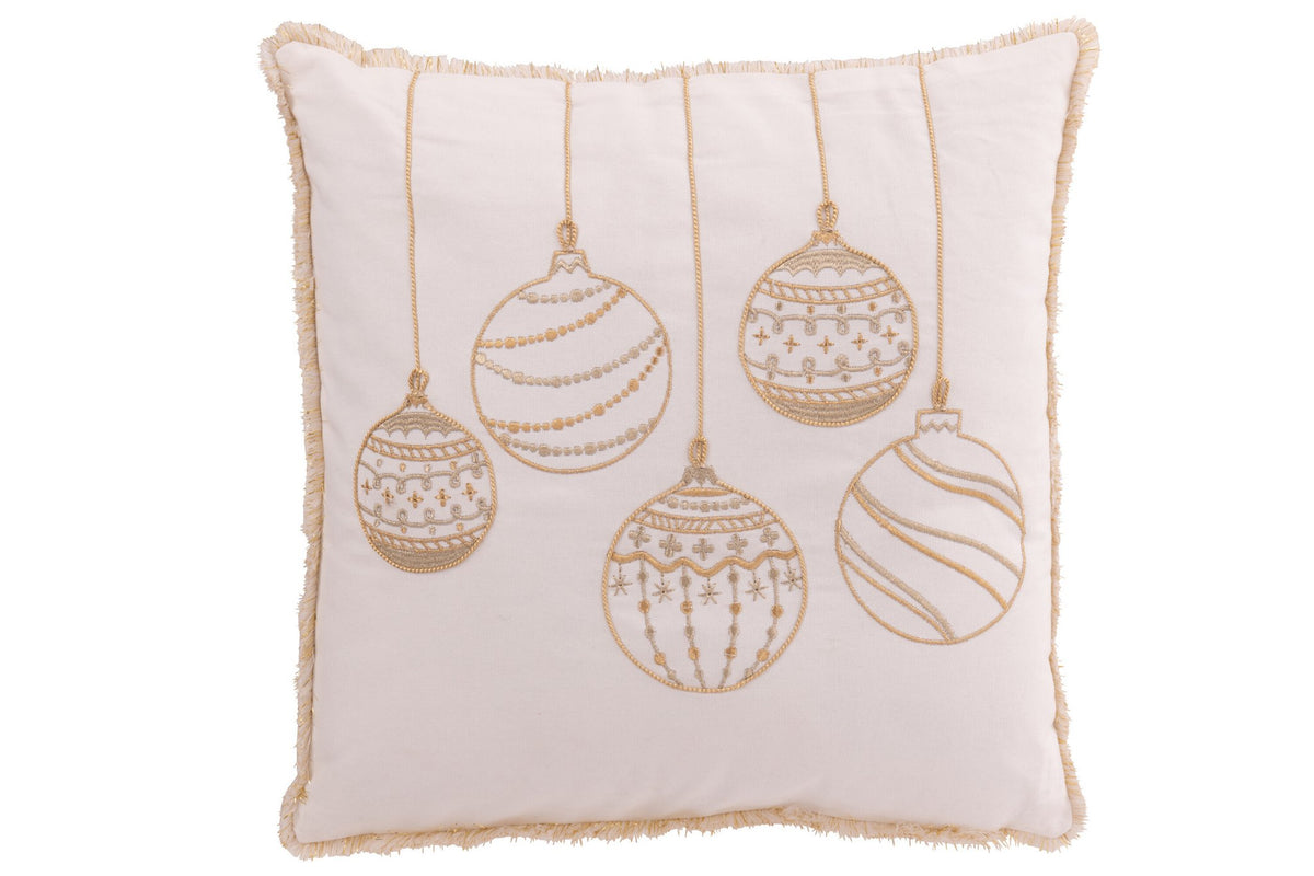 J-Line kussen Kerstboom - katoen - wit/goud