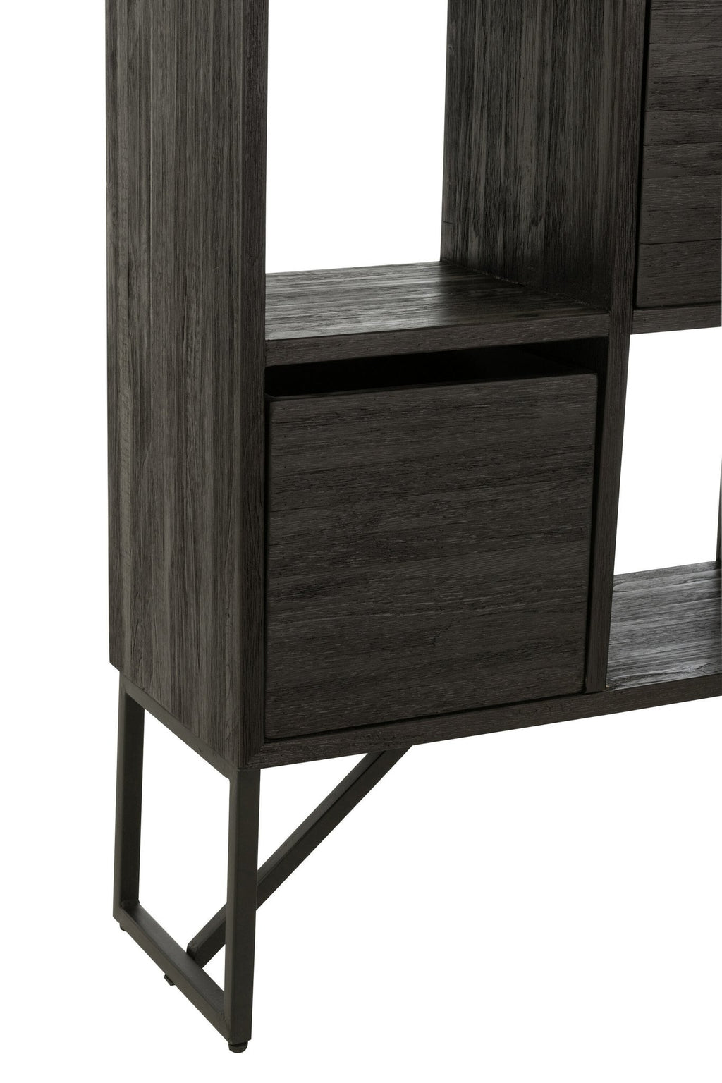 J-Line kast Met Lades - gerecycleerd hout - zwart