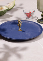 Keramiek Messing Zeepaardje Dienblad - Blauw
