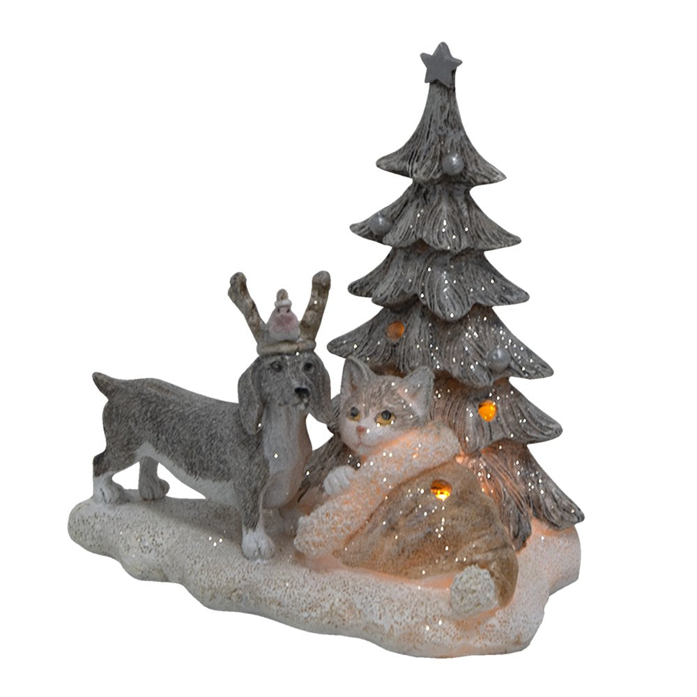 Beeld Dieren 16x10x15 cm LED Grijs Beige Polyresin Dieren