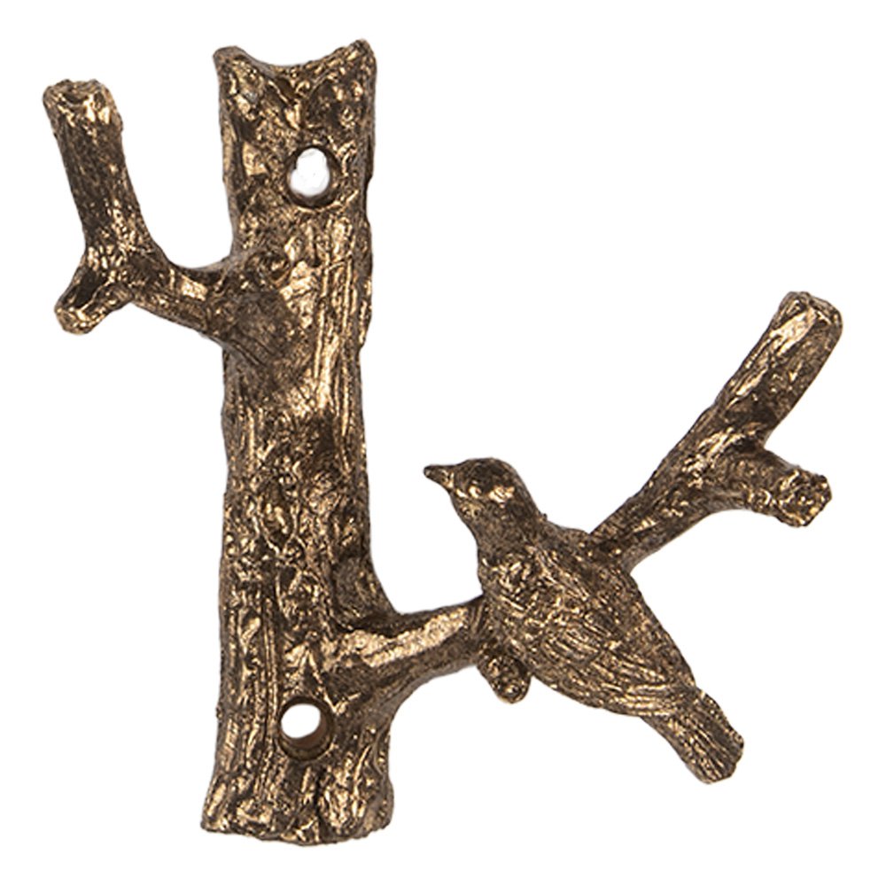 Wandhaak Vogel 9x4x9 cm Goudkleurig Metaal