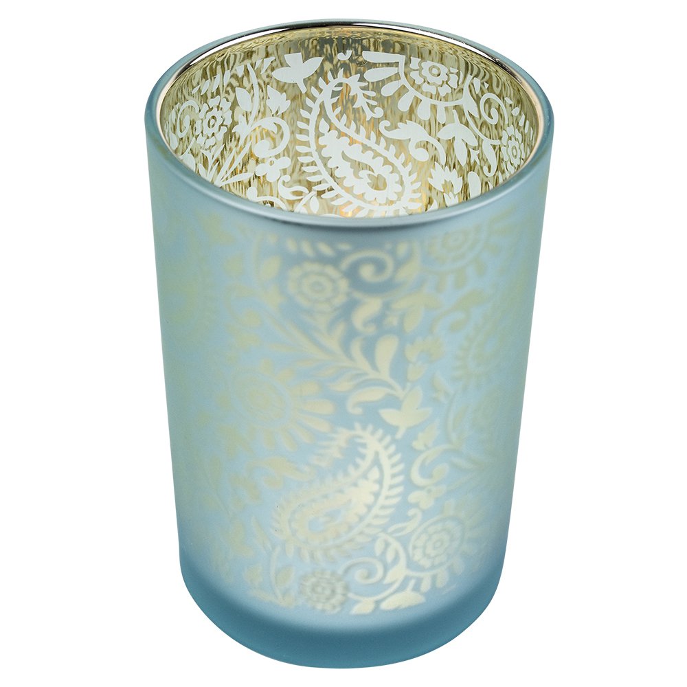 Theelichthouder paisley turquoise large 18cm*