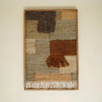 Wandkunst met houten frame - Katoenhennepkunst Bruin