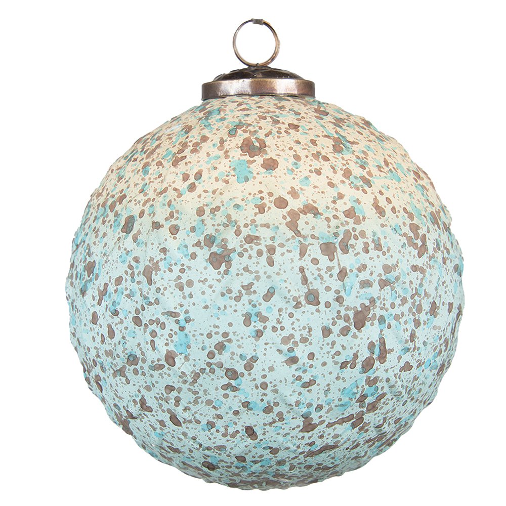 Kerstbal Ø 15 cm turquoise beige Glas KerstBoomversiering