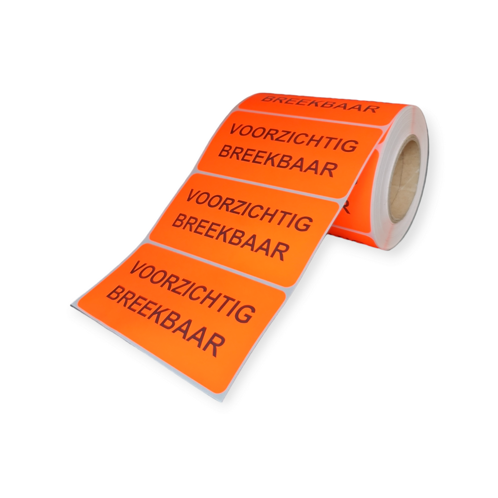 Breekbaar verzend etiketten - rol van 500