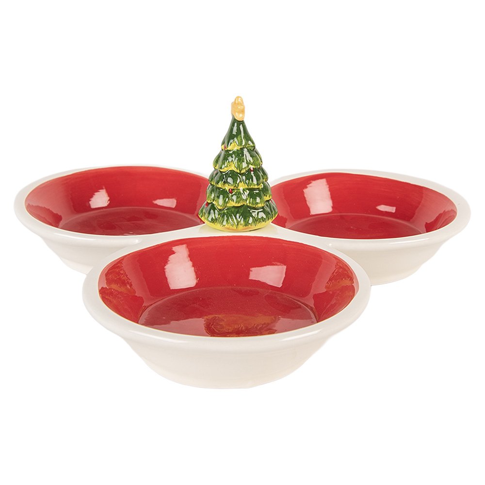 Decoratie schaal 26x26x10 cm Rood Wit Keramiek