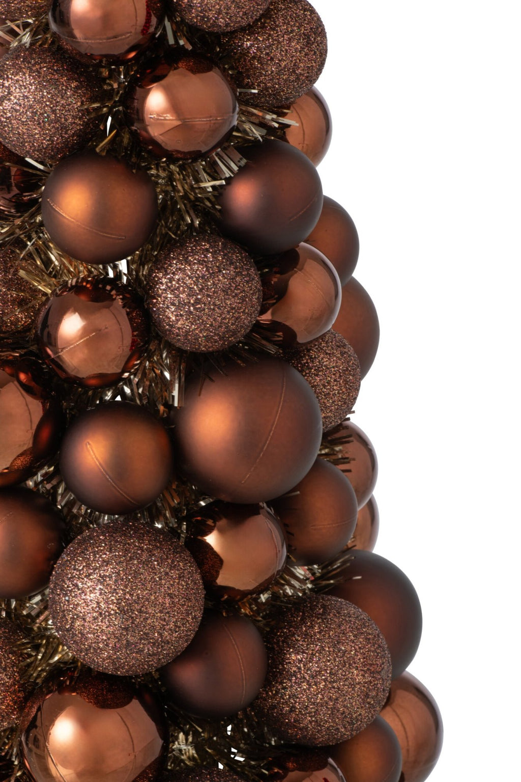 J-Line Kegel met kerstballen - PS - donkerbruin