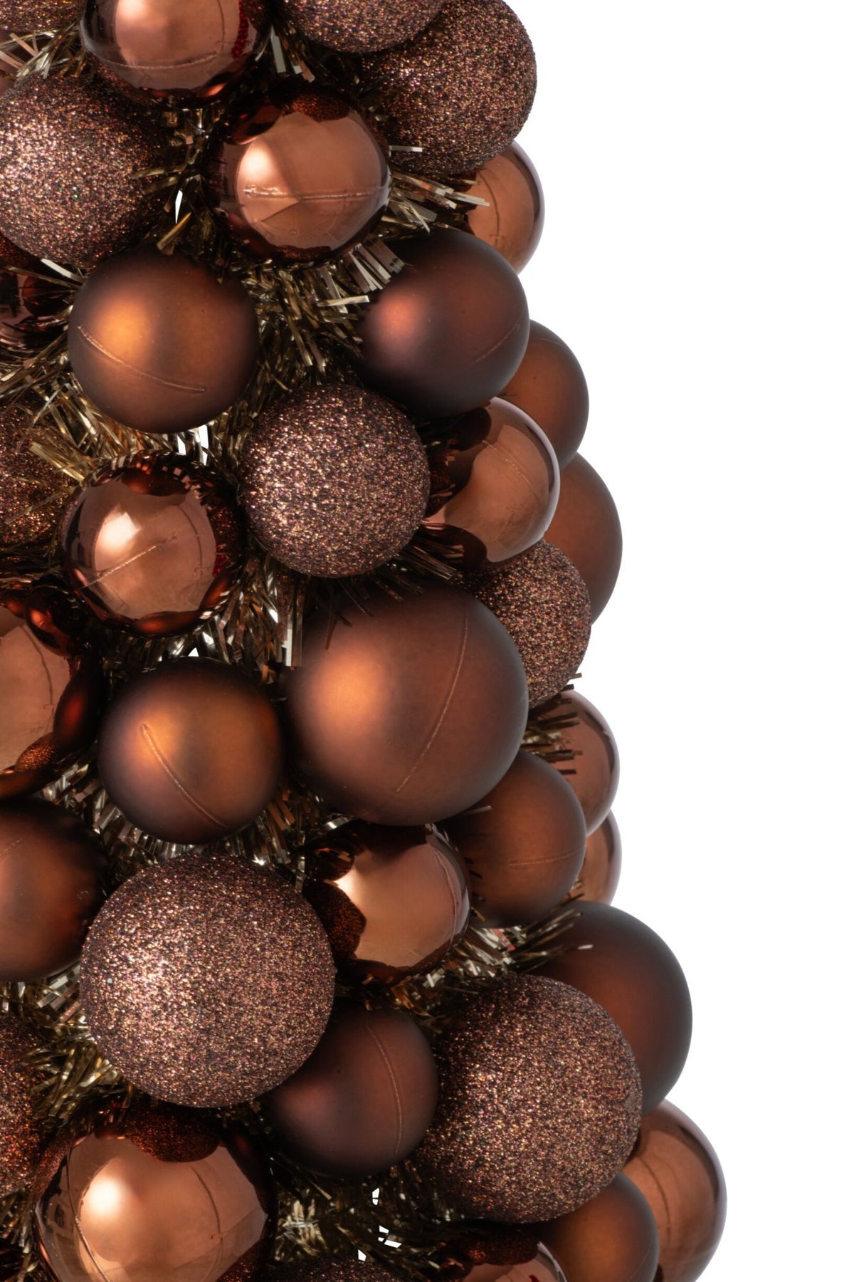 J-Line Kegel met kerstballen - PS - donkerbruin
