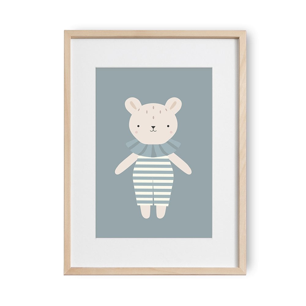Kinderposter Beer Lorem - Blauw, Eco-papier en verpakking