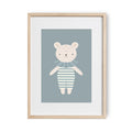 Kinderposter Beer Lorem - Blauw, Eco-papier en verpakking