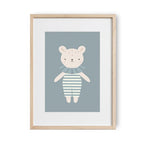Kinderposter Beer Lorem - Blauw, Eco-papier en verpakking