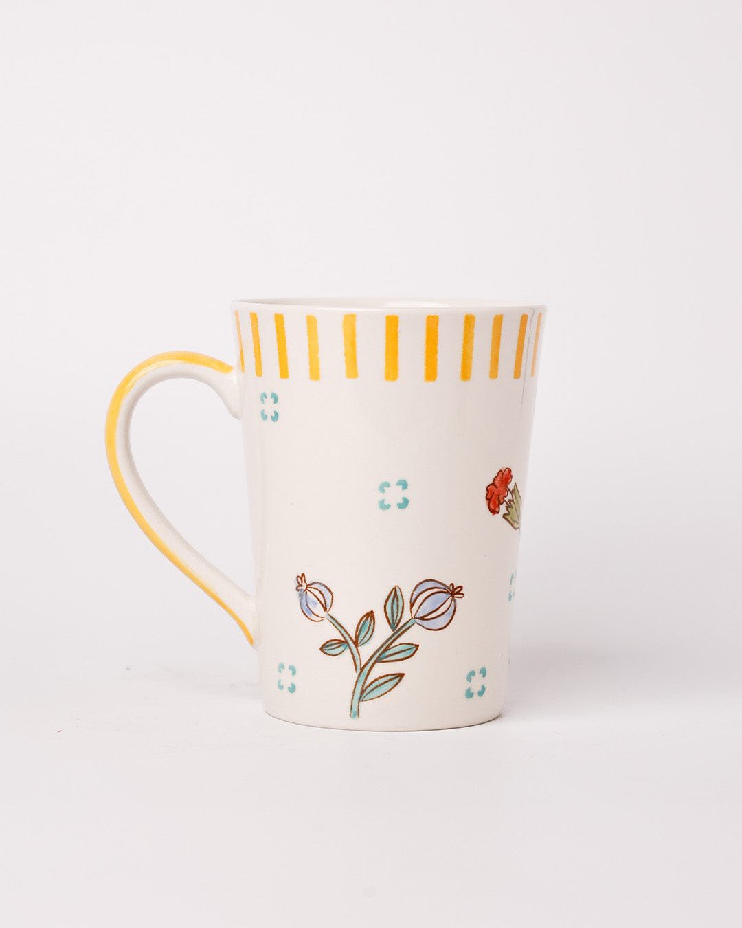 Stripe & Stem Tall handbeschilderde keramische koffiemok 355ml