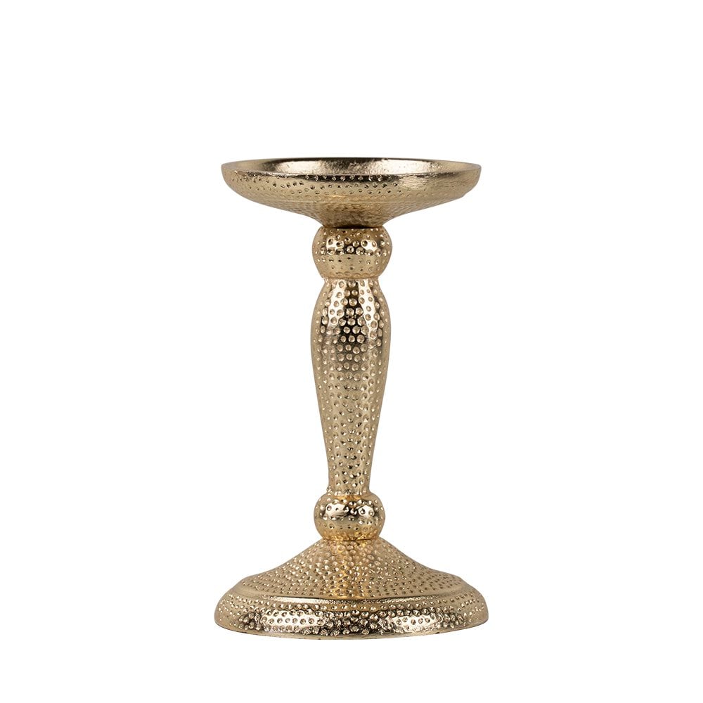Kandelaar gehamerd champagne goud 16,5x10cm