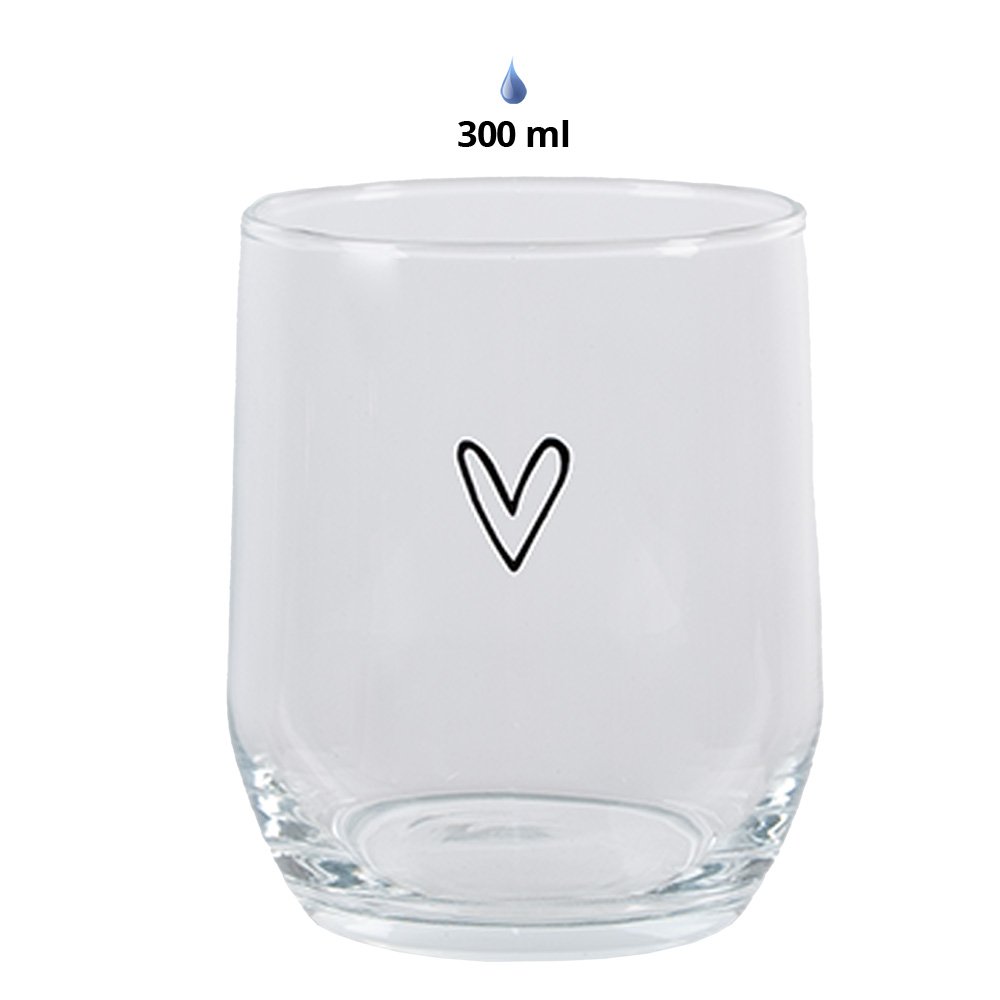 Waterglas Hart 300 ml Transparant Glas Drinkbeker
