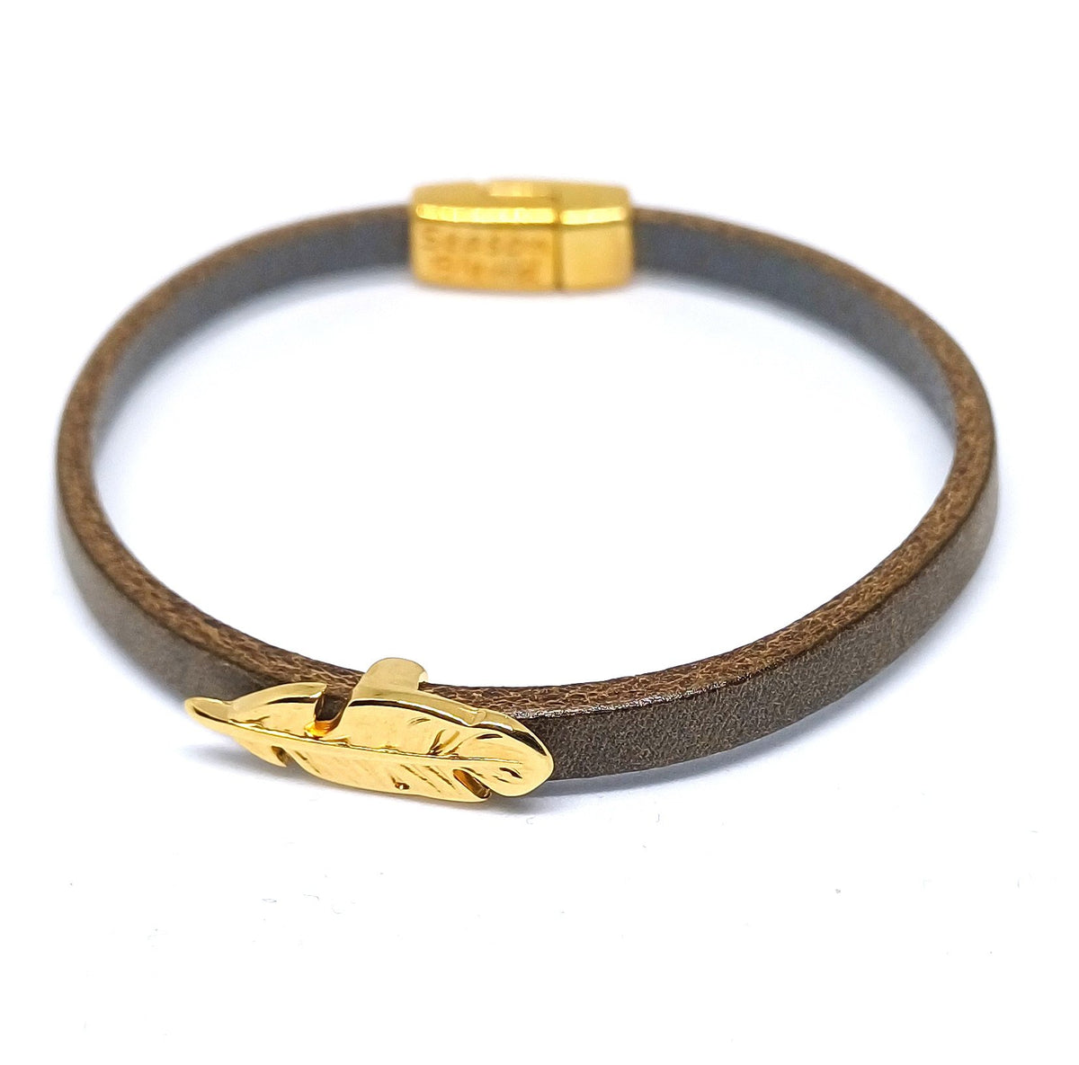 Semplice Plume 24K vergulde leren armband