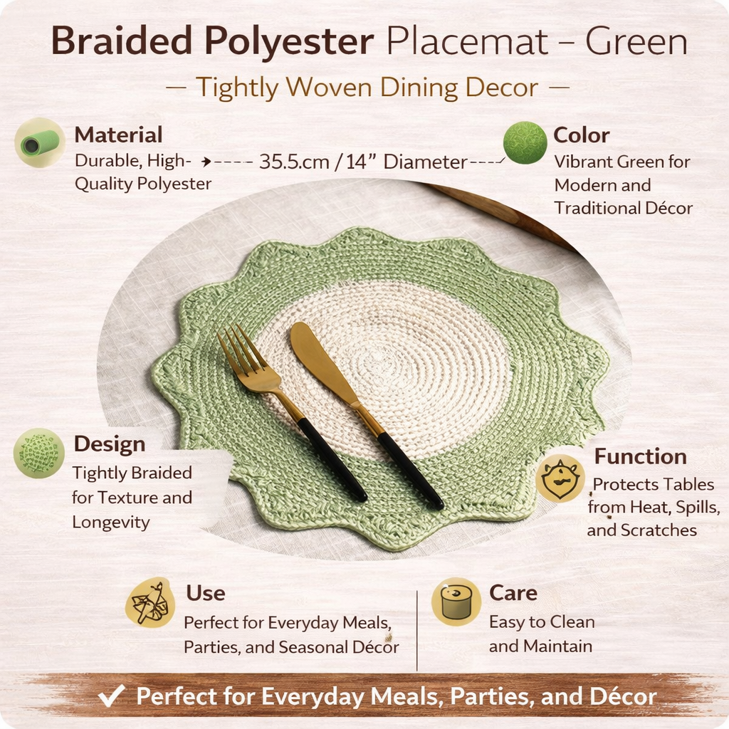 Polyester placemat – groen – strak geweven eetdecor