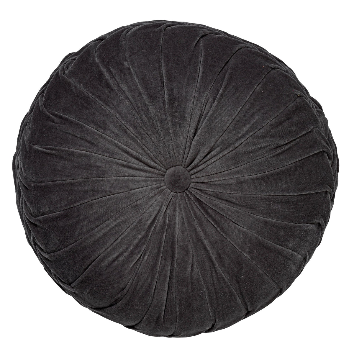 Dutch Decor Kaja - Kussen Ø40 cm - Rond - Fluweel - Antraciet Grijs - Antraciet