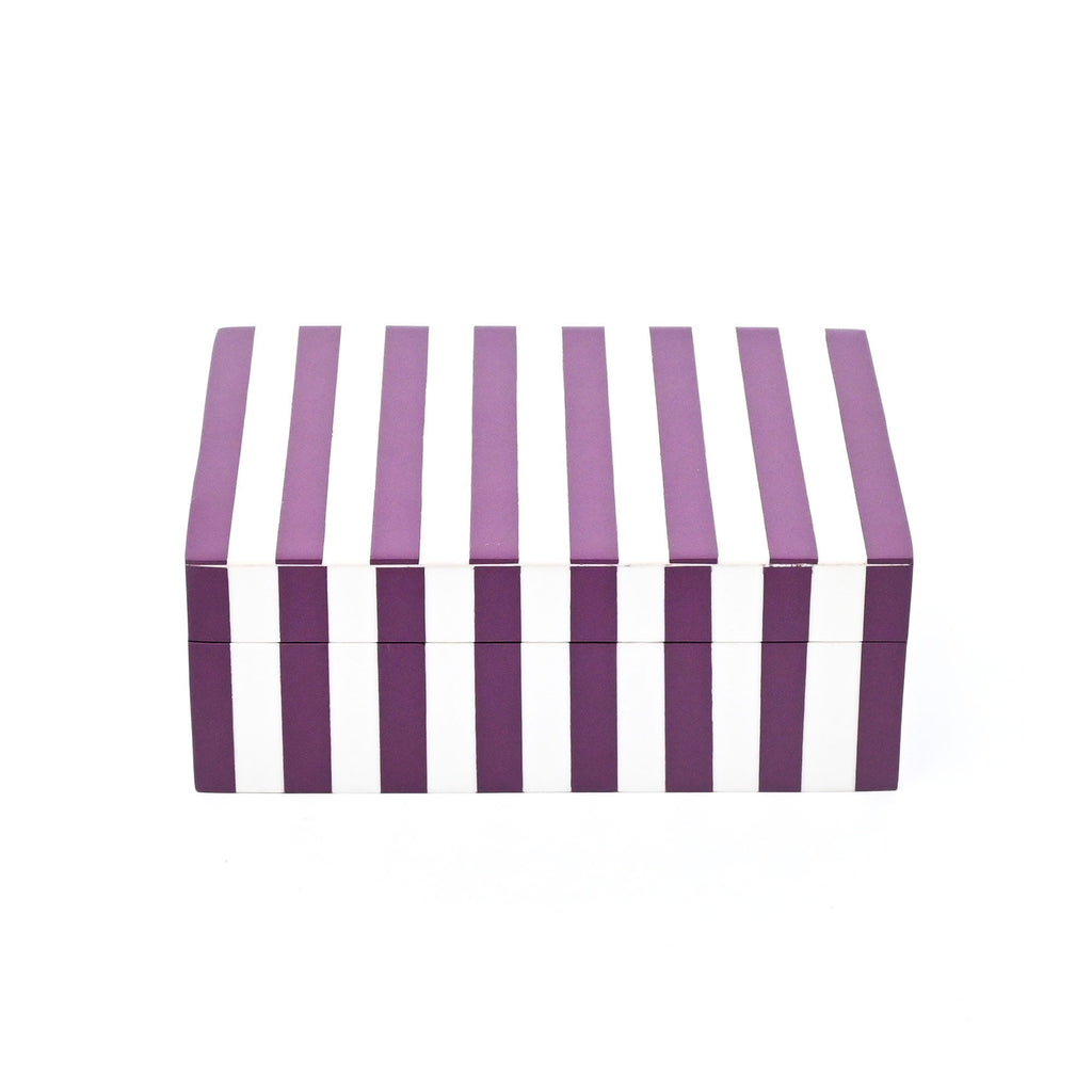 Paars gestreepte hars opbergdoos glanzende MDF decoratieve behuizing