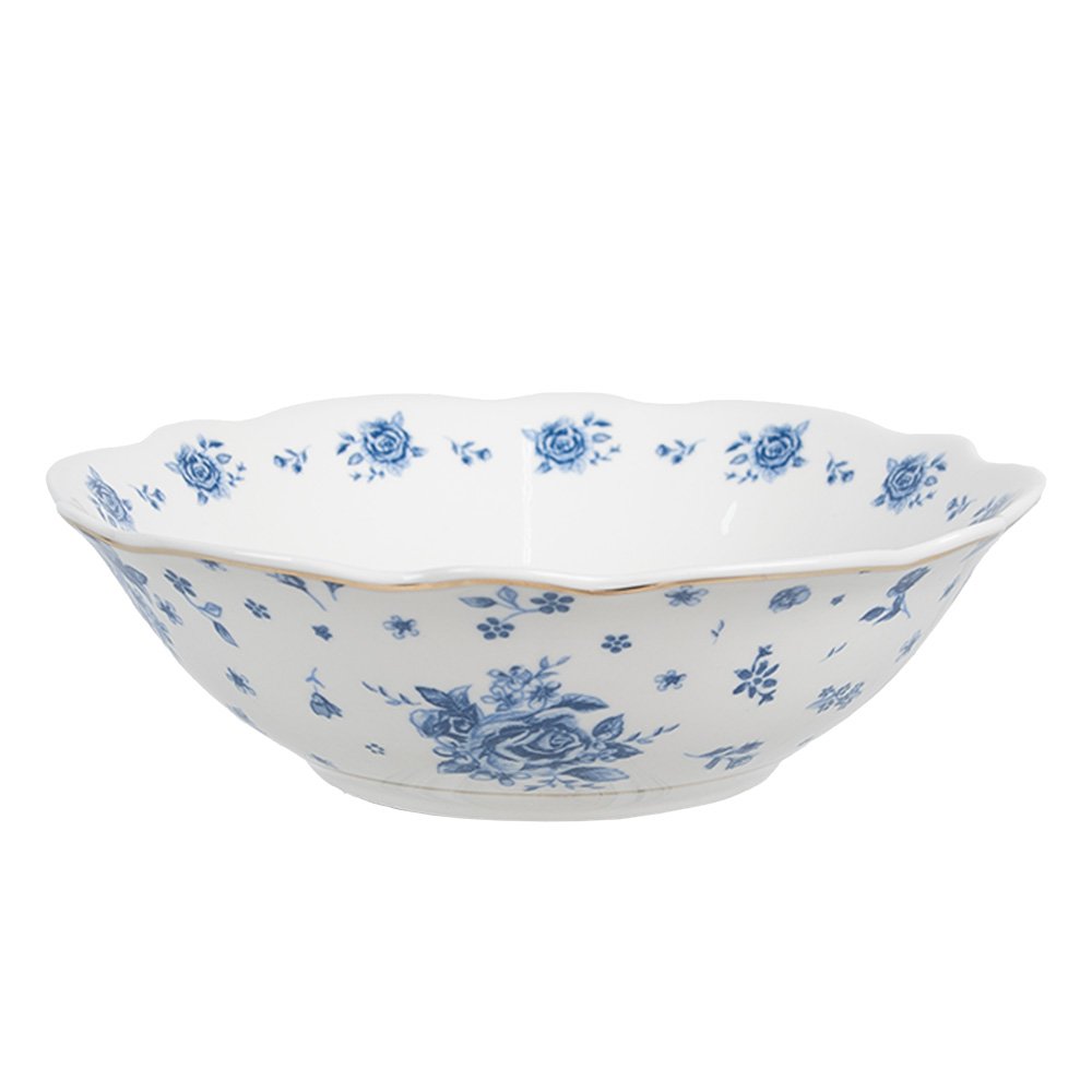 Kom 350 ml Wit Blauw Porselein Roosjes Serveerkom