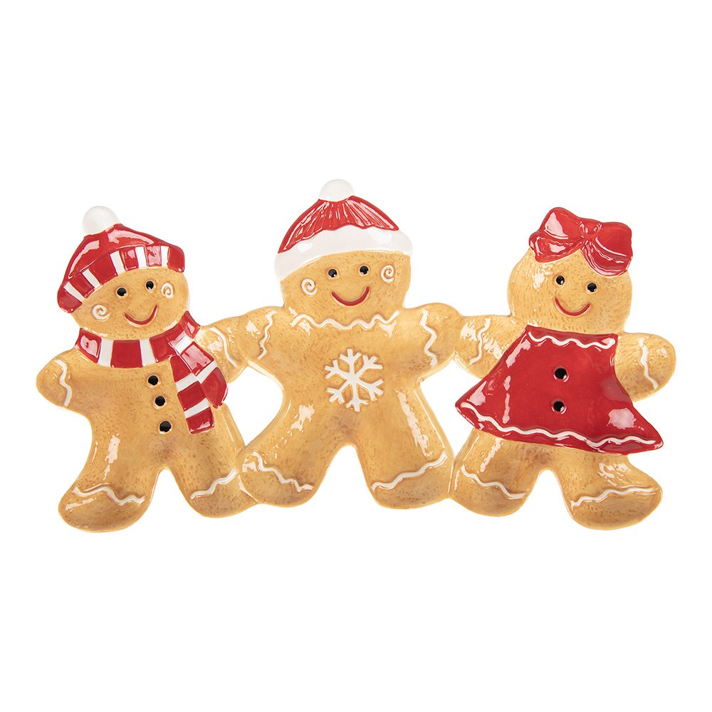 Decoratie schaal Gingerbread man 37x20x3 cm Bruin Keramiek
