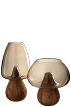 J-Line vaas Paddenstoel Hoog - glas - grijs