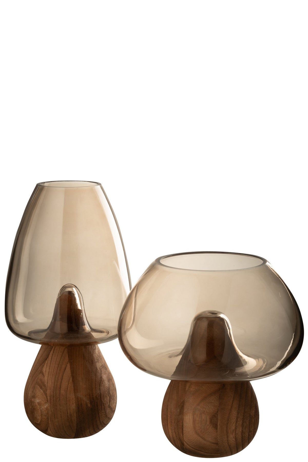J-Line vaas Paddenstoel Hoog - glas - grijs