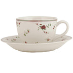 Kop en Schotel 200 ml Beige Keramiek Bloemen Servies