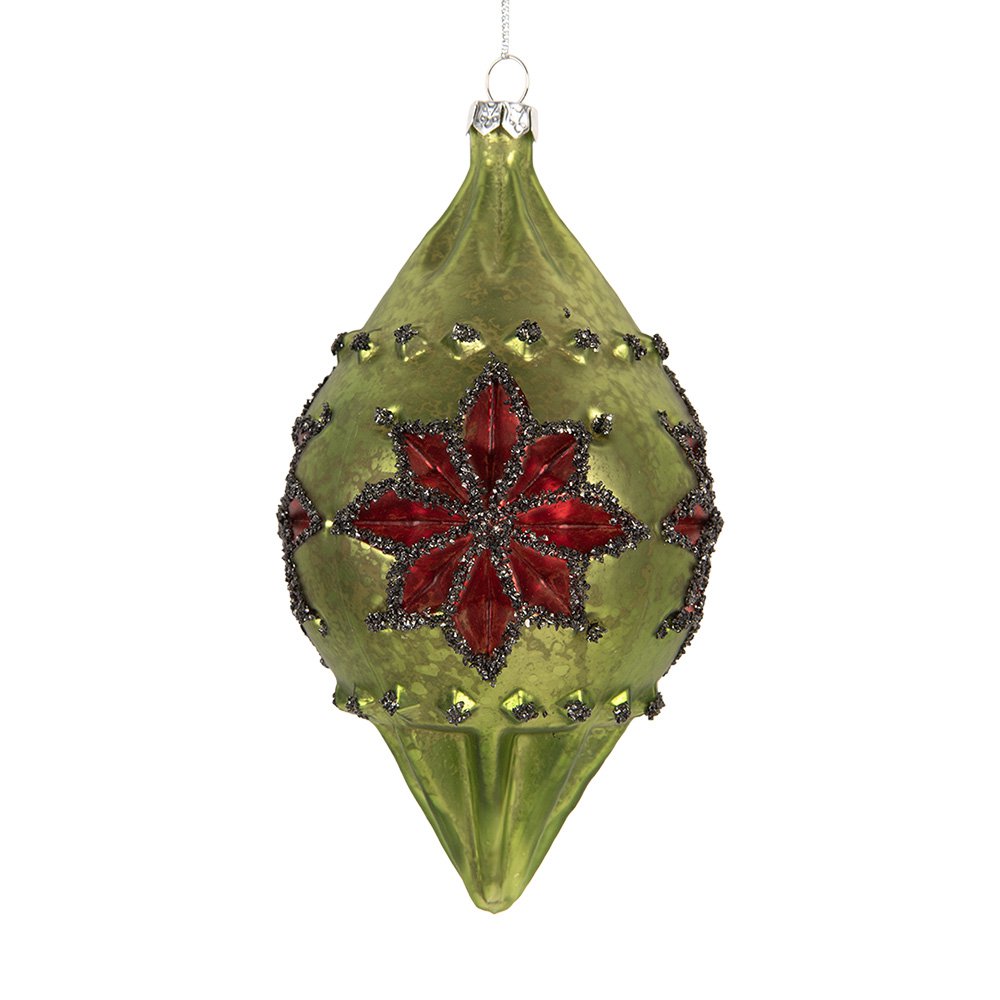 Kerstbal 8x7x15 cm Groen Glas