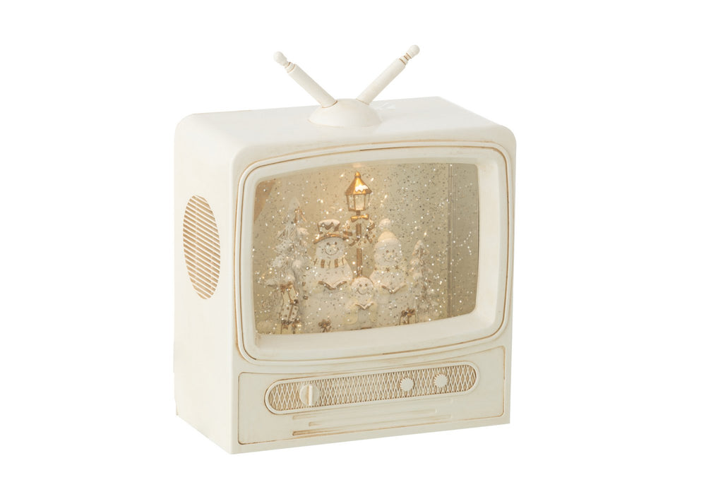 J-Line decoratie Waterbol Televisie - kunststof - wit