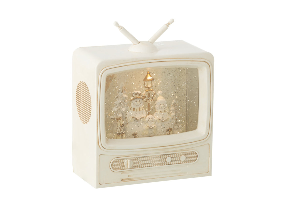 J-Line decoratie Waterbol Televisie - kunststof - wit