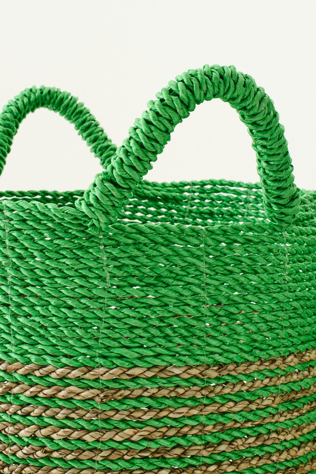 J-Line mand Gestreept - zeegras - naturel/groen - set van 3